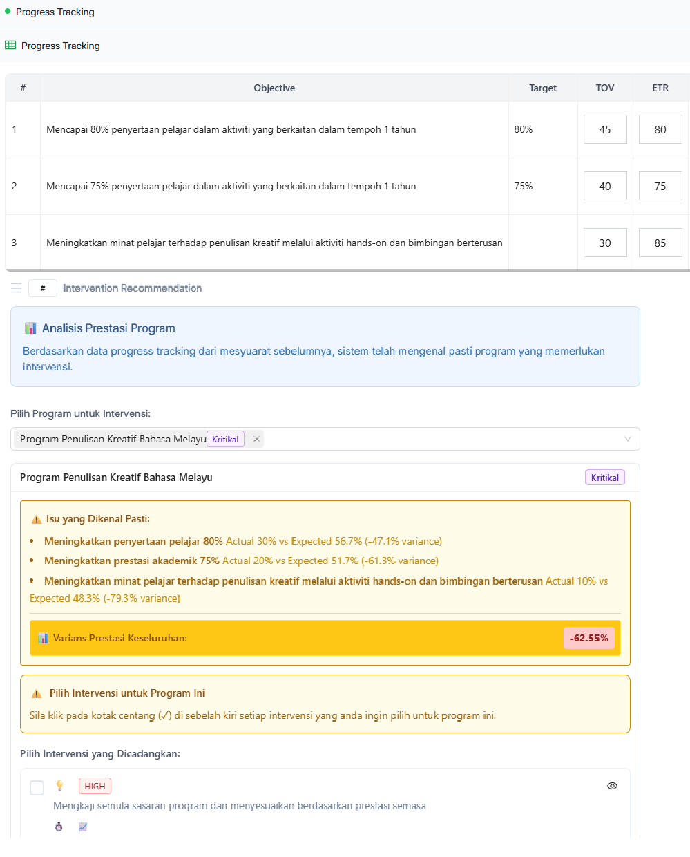 Progress Tracking (Mid-year / Year-end / Post-mortem)